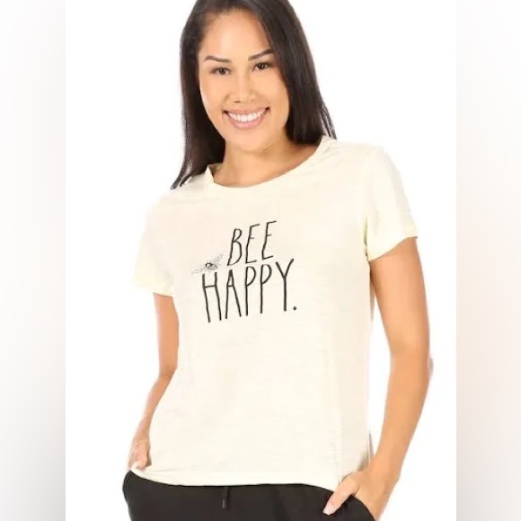 Rae Dunn‎ Yellow Short Sleeve T Shirt “ Bee Happy” Shirt. Size XS Graphic - Picture 1 of 2
